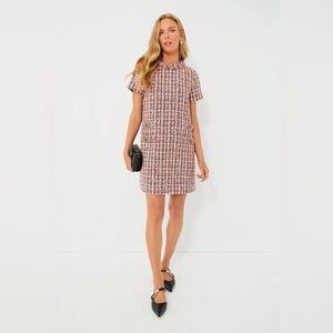 Tuckernuck Tweed Jackie Dress Womens M Short Sleeve Shift Magnolia Pink Preppy